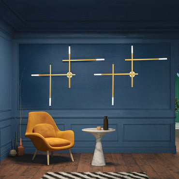 Camille Crossed Lines Wall Lamp with Black/Gold Finish and 4 LEDs