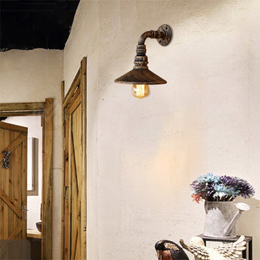 Aurélie Conic Shade Steampunk Wall Sconce Brass/Black