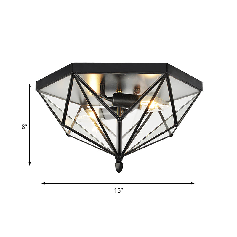 Sophie Vintage Polyhedron Glass Flush Ceiling Light