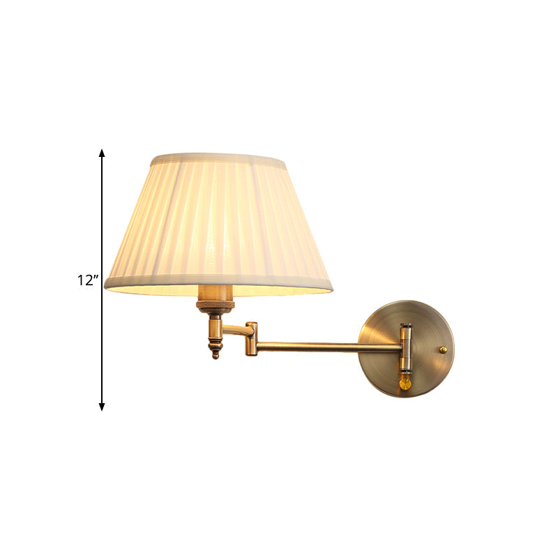 Violette Rustic Pleated Fabric Swing Arm Wall Sconce