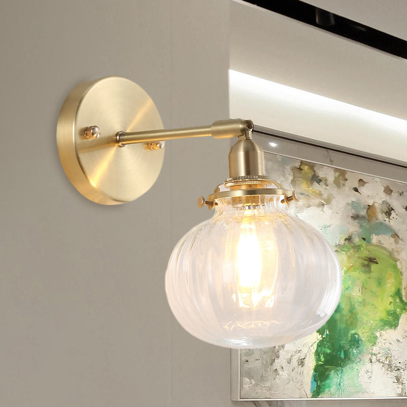 Marceline Colonial Orb Glass Wall Sconce Gold Finish