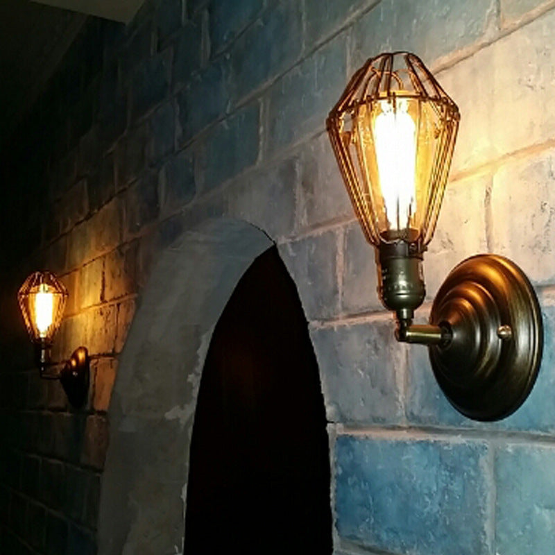 Céleste Mini Caged Wall Lamp Antique Brass