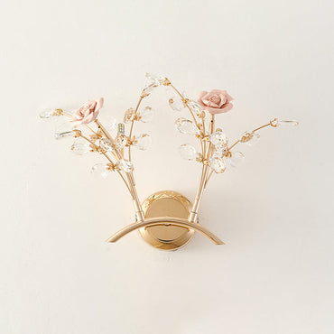 Rosalie K9 Crystal Rose Wall Sconce 2-Light Gold Finish