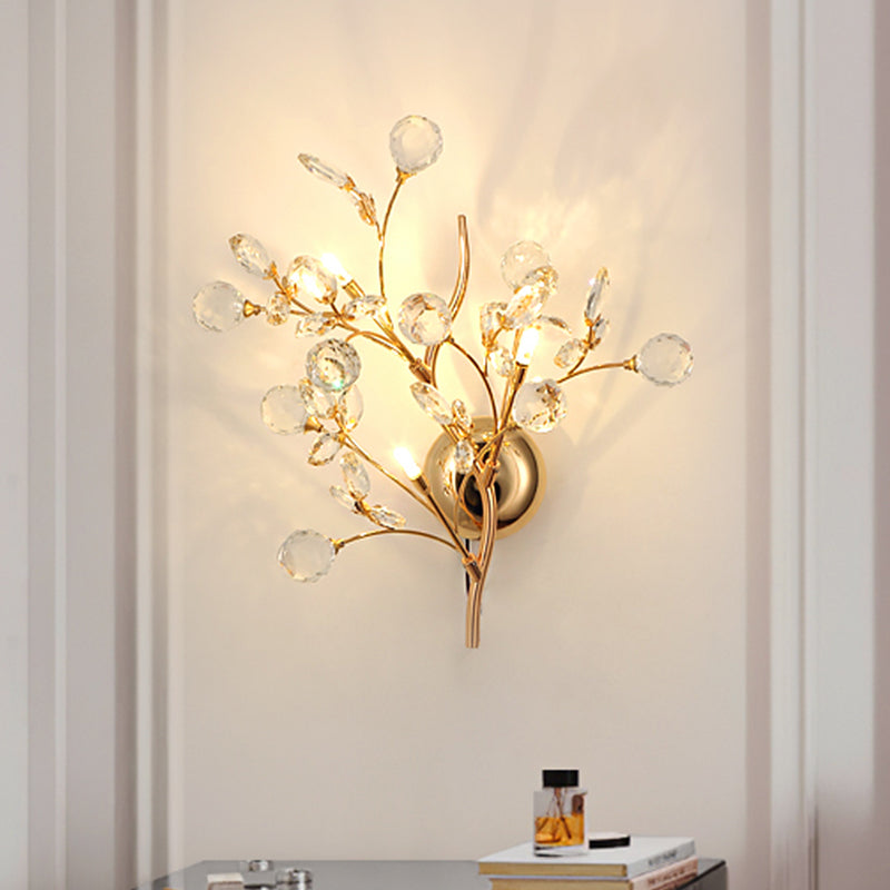 Victoire Gold Crystal Branch Wall Light Sconce