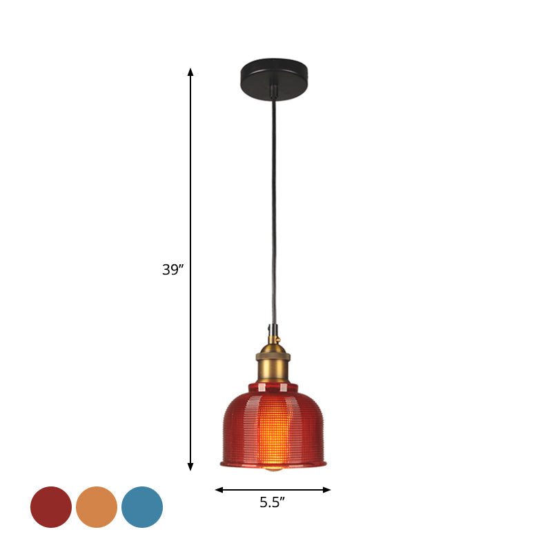 Éliane Retro Gridded Glass Carillon Pendant Light