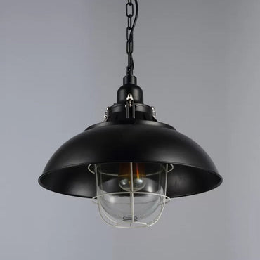 Madeleine Bowl Cage Pendant Light Black Rustic Industrial