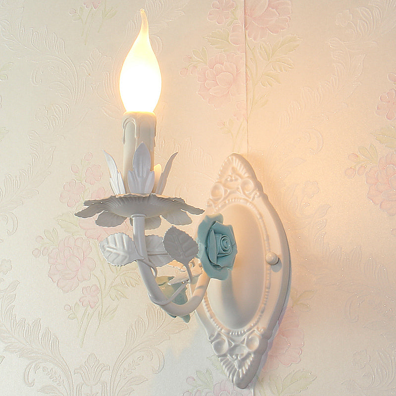 Fleurie Pastoral Candle Wall Sconce Blue/Pink