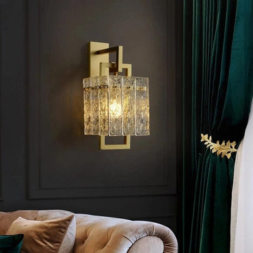 Aurélie Golden Glass Wall Lamp with Crystal Accents