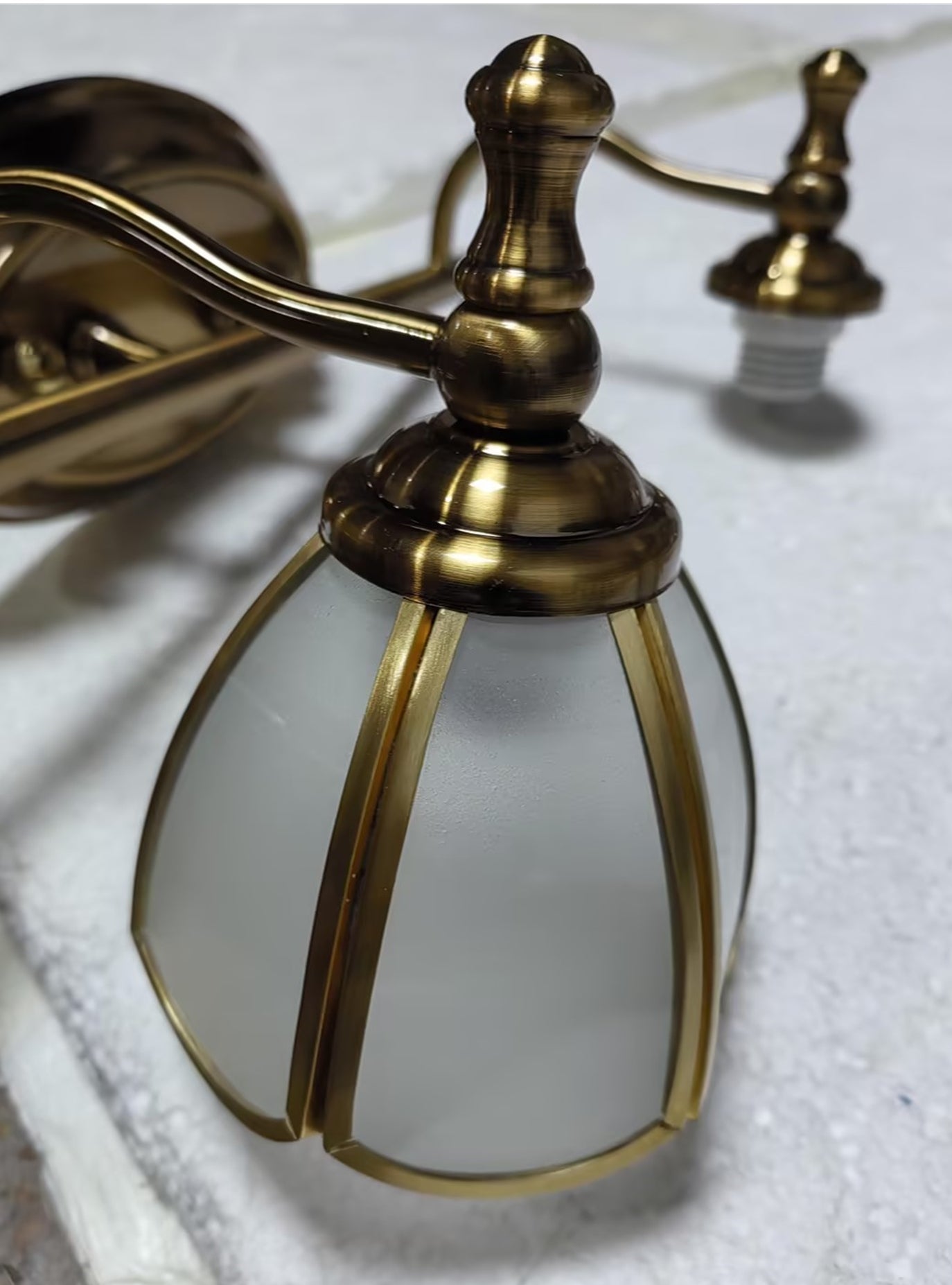 Juliette Vintage Scalloped Wall Lamp with Opal Glass and Brass Finish
