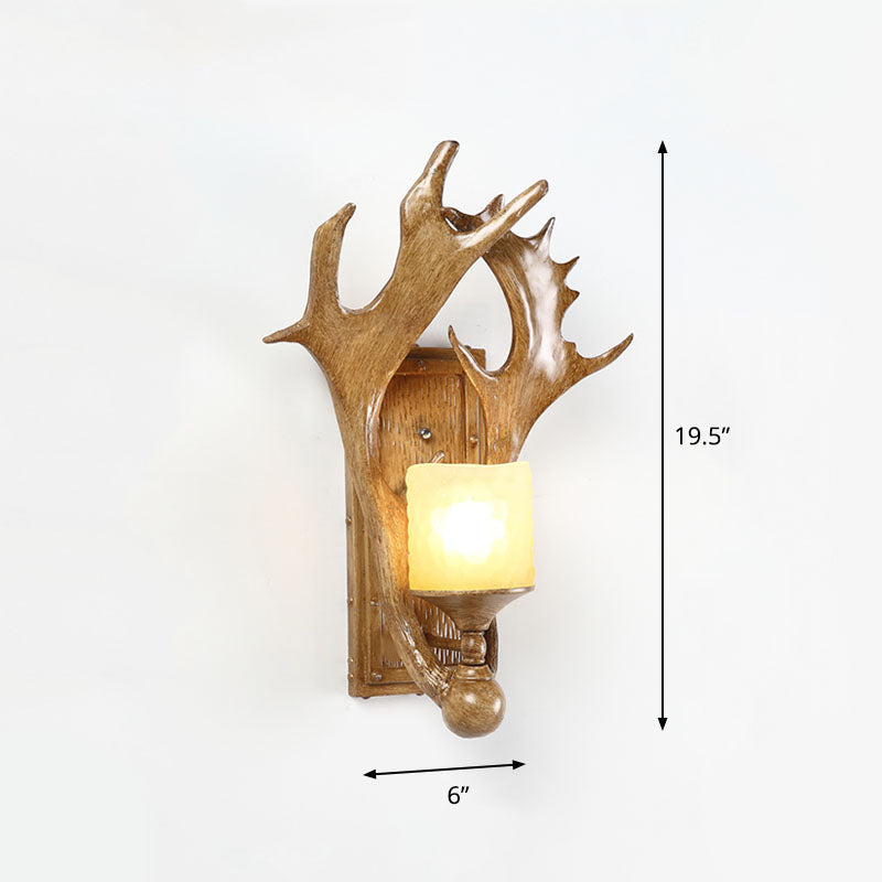Margaux Antler Resin Wall Light with Frosted Glass Shade