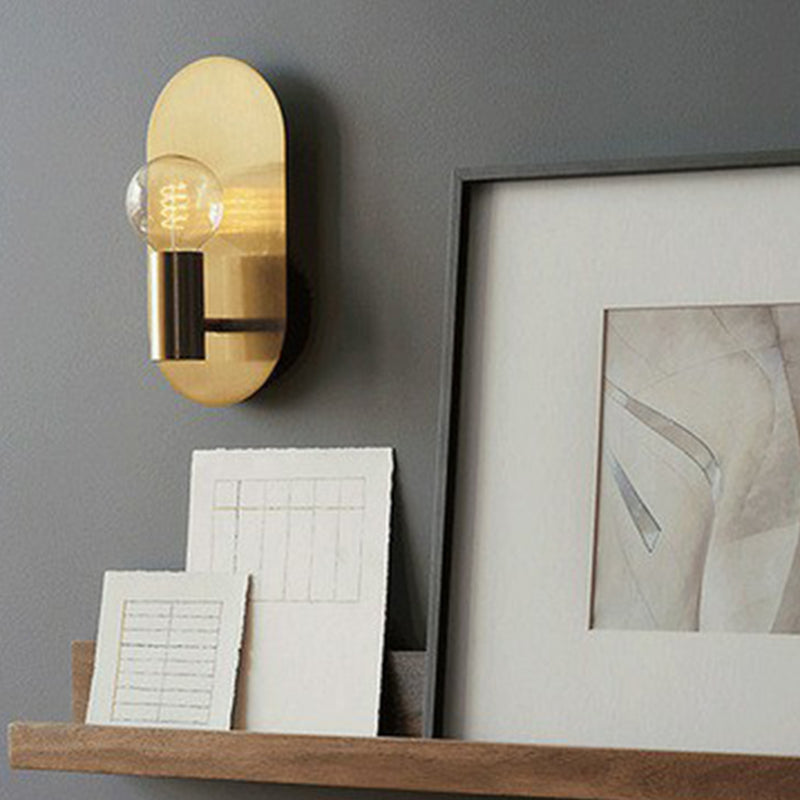 Chloé Gold Exposed Bulb Wall Sconce Oval Backplate