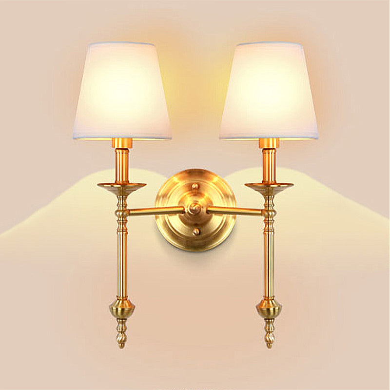 Élodie Brass Cone Fabric Wall Sconce 1/2 Light