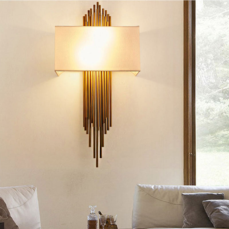 Mathilde Rectangle Wall Lamp Fabric Shade Black White Flaxen