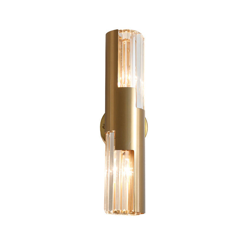 Amandine Minimalist Pole Wall Sconce 2-Head K9 Crystal Gold