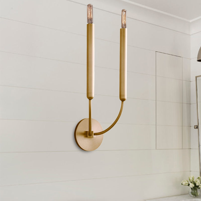 Adeline Tube Wall Sconce in Black and Brass