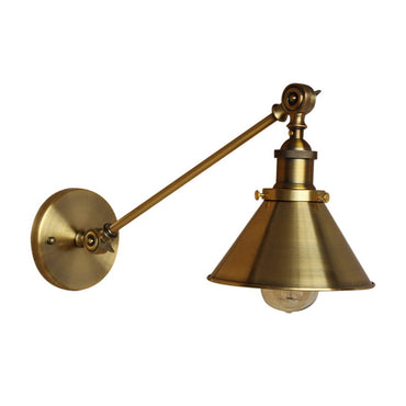 Colette Vintage Tapered Brass Wall Lamp Industrial Sconce