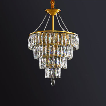 Auriane Conic Crystal Chandelier Gold 6 Light Pendant