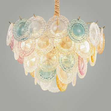 Elodie Multicolor Glass Disc Chandelier Modern 10 Light Pendant