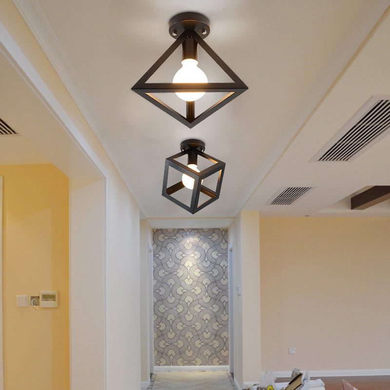 Solène Industrial Caged Metal Flush Ceiling Light