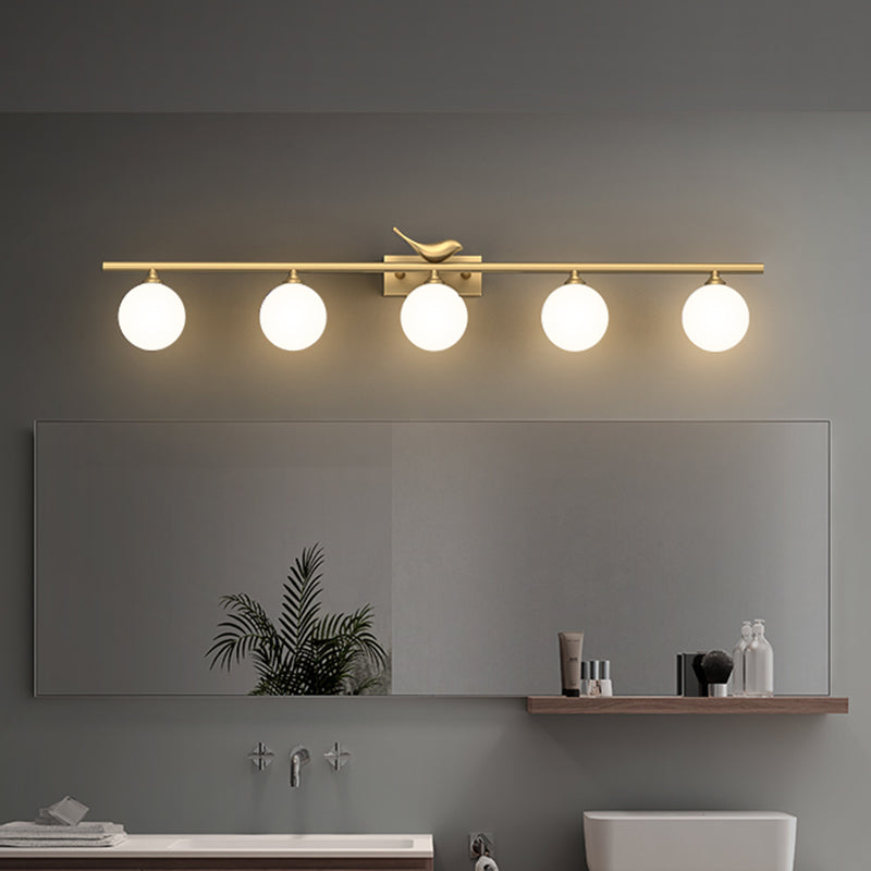 Clémence Ball Bathroom Vanity Sconce with Opal Glass and Bird Decor
