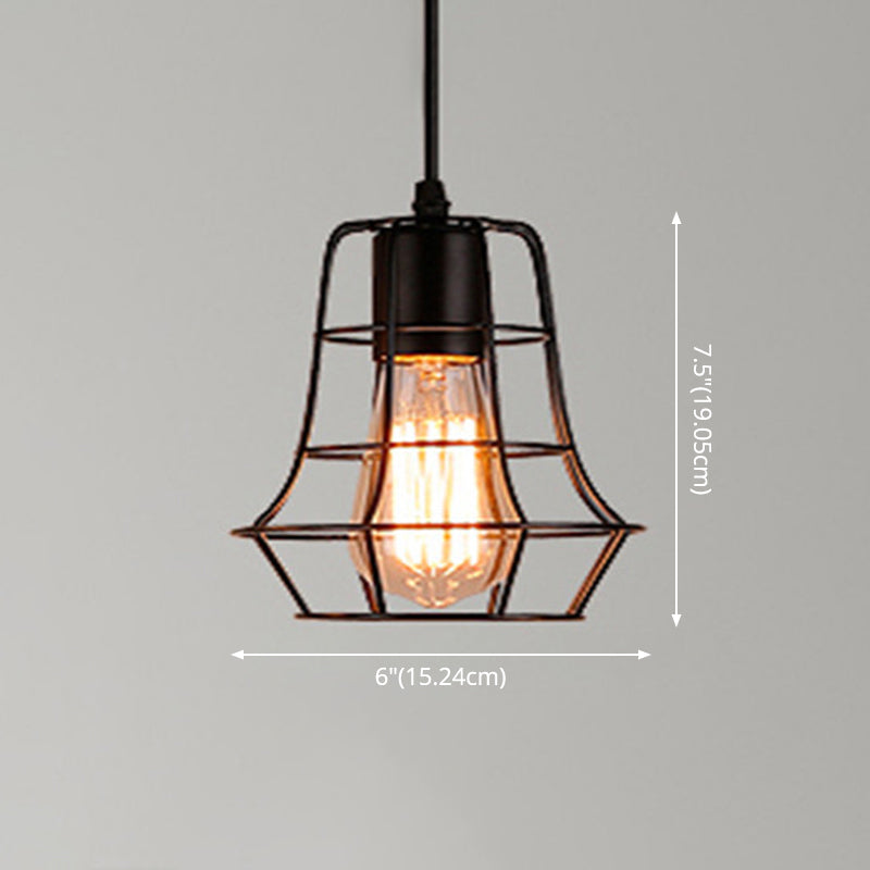 Manon Cage Pendant Light Black Industrial Single Bulb
