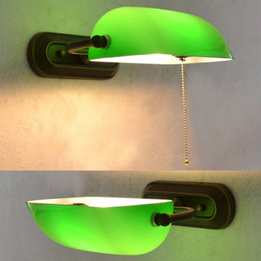 Camille Green Banker Glass Wall Lamp Pull Chain