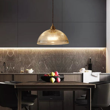 Gabrielle Ribbed Glass Bowl Pendant Light