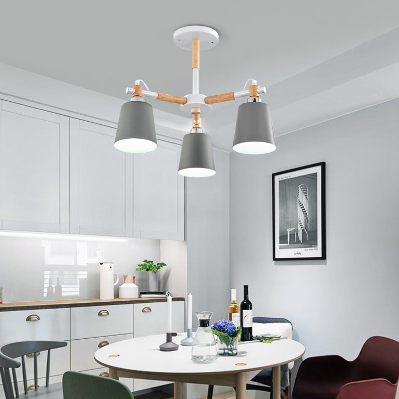 Lucienne Wood Accent Sputnik Chandelier Modern Pendant Light