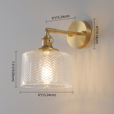 Camille Industrial Brass Adjustable Wall Sconce with Glass Shade