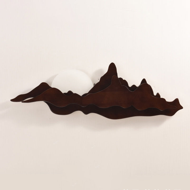 Camille Mountain & Moon Wall Lamp with Wooden Frame and Acrylic Shade