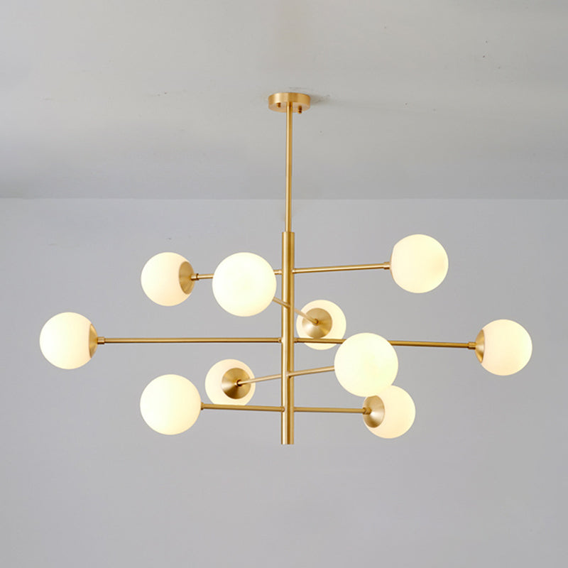 Gabrielle Post-Modern Gold & Black Glass Chandelier