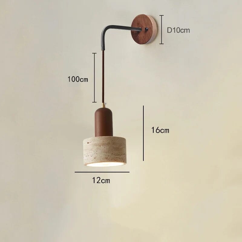 Élise Travertine Wall Lamp with Wood & Stone Finish