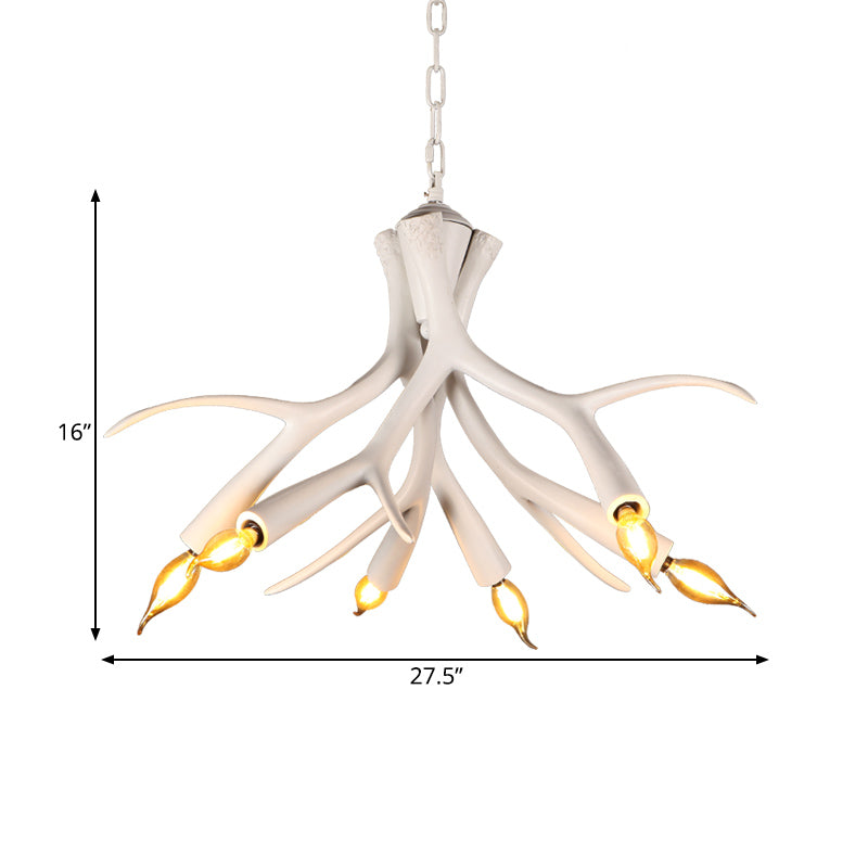Émilie White Faux Antler Resin Chandelier Pendant Light