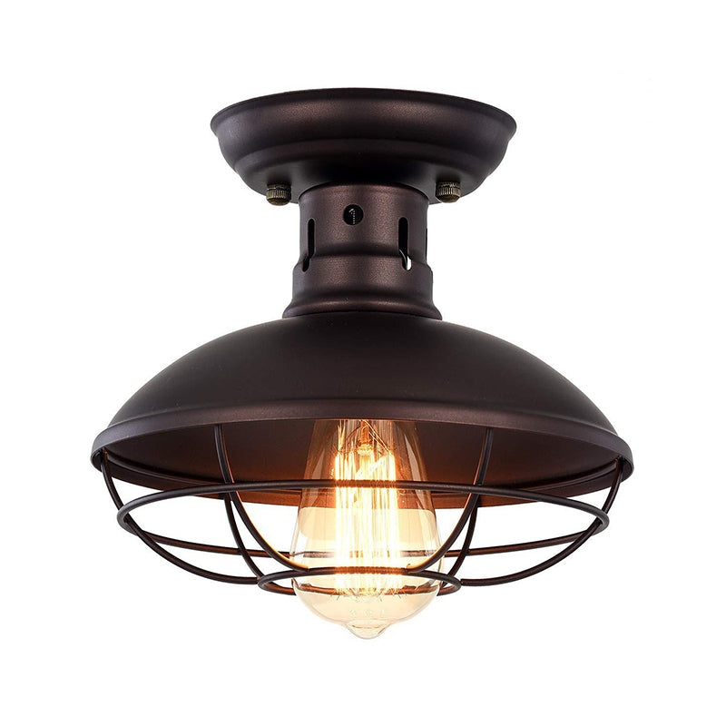 Delphine Farmhouse Cage Metal Flush Ceiling Light