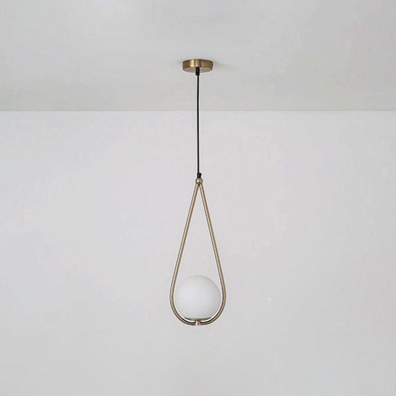 Isabelle Teardrop Brass Pendant Light with Cream Glass Shade