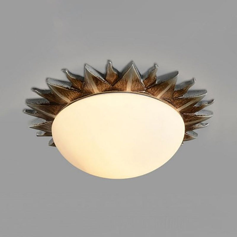 Geneviève Vintage Sunburst Opal Glass Flush Ceiling Light