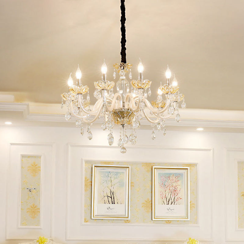 Colette White Crystal Candlestick Chandelier Pendant Light