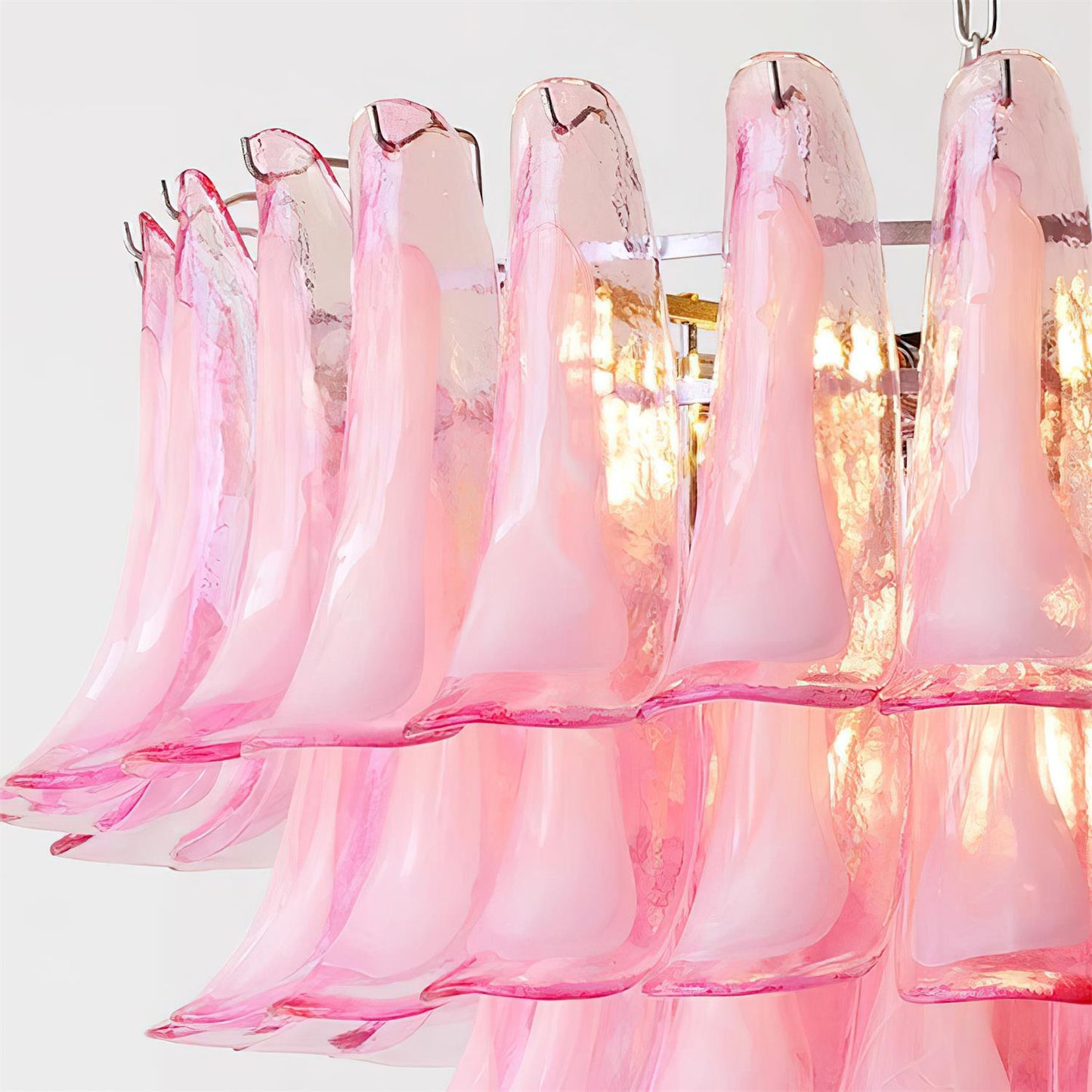 Émilienne Floral Chandelier, Layered Glass Petals with Metal Frame