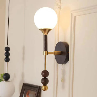 Camille Colonia Wood & Glass Globe Wall Lamp