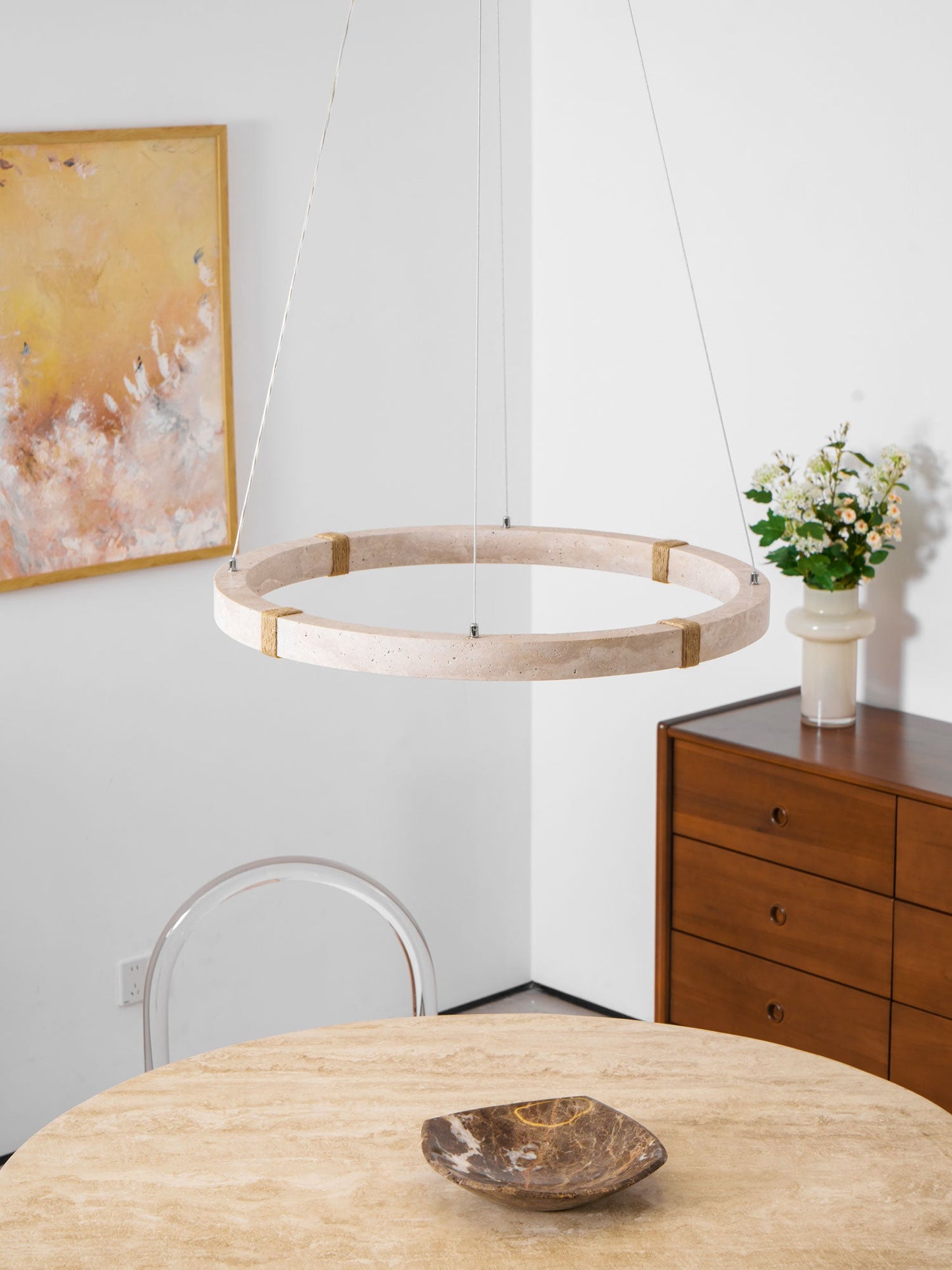 Amélie Dainolite Travertine Circle Chandelier