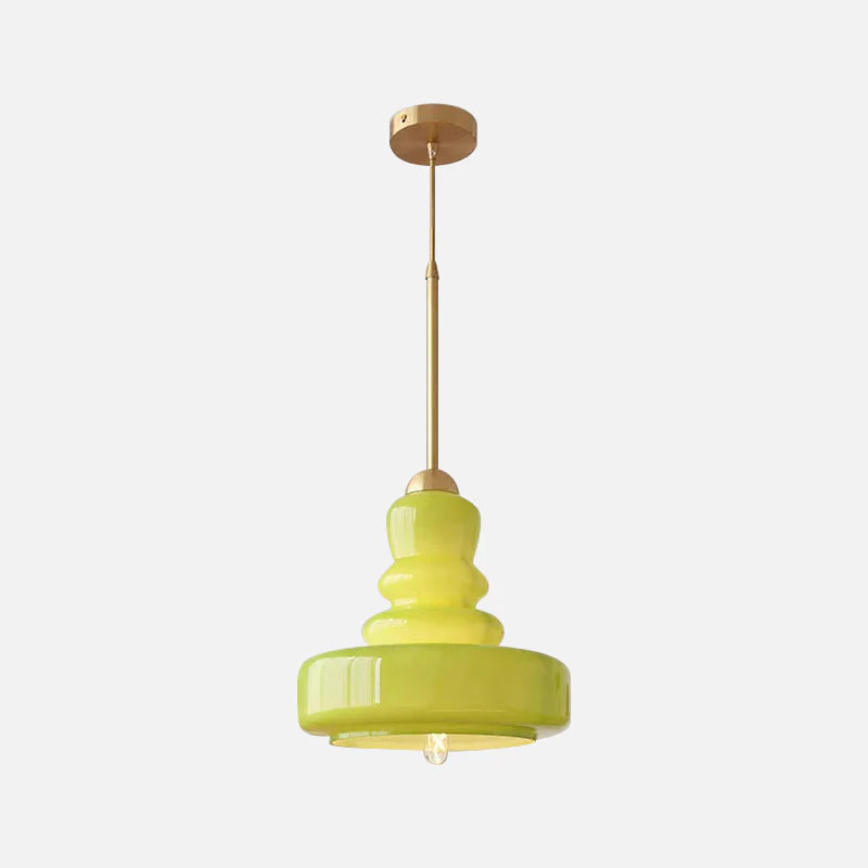 Élise Vintage Gourd Glass Pendant Light Brass Accent Fixture
