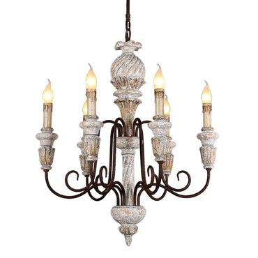 Colette Rustic White Wooden Chandelier for Elegant Interiors