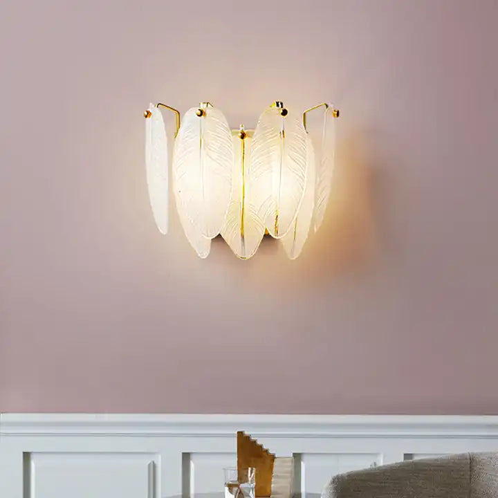 Élodie Crystal Leaf Wall Lamp with Elegant Industrial Design