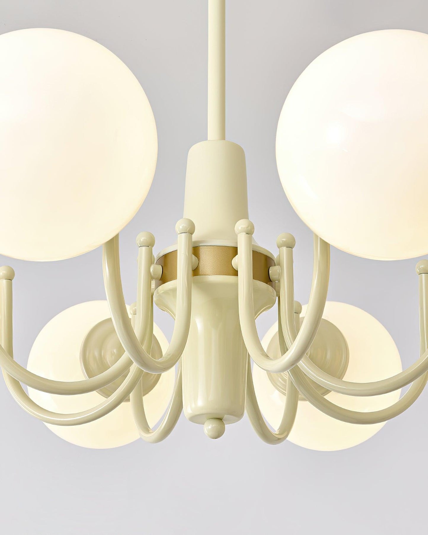 Élodie Glass Chandelier, Elegant Cream and White Globe Design
