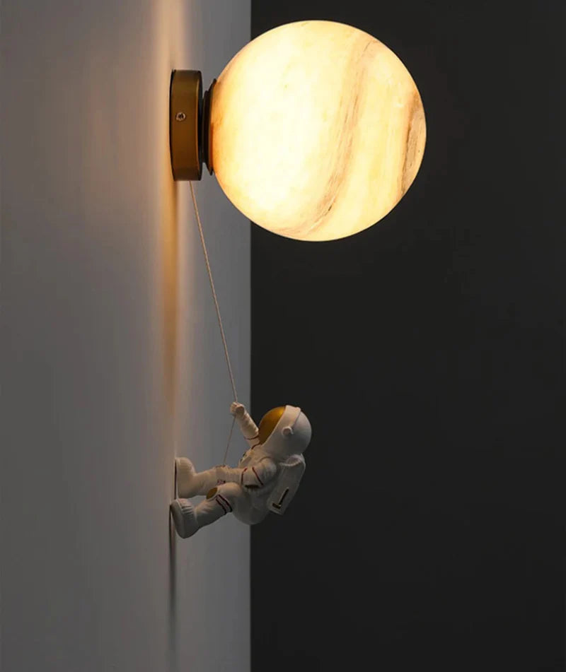 Amélie Man in the Moon Wall Lamp Glass Resin Gold Accent Light