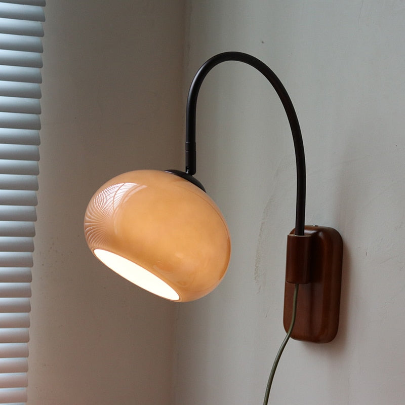 Élise Retro Glass Stone Plug-in Wall Lamp