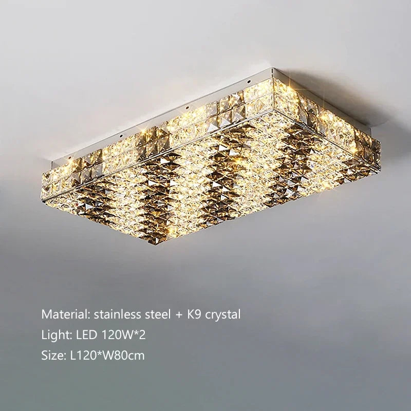 Élodie Modern Luxury K9 Crystal LED Ceiling Lamp For Living Dining Bedroom Home Interior Light