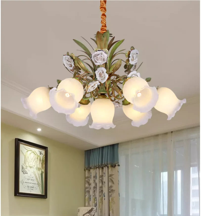 Amélie Floral Ceramic Glass Pendant Light
