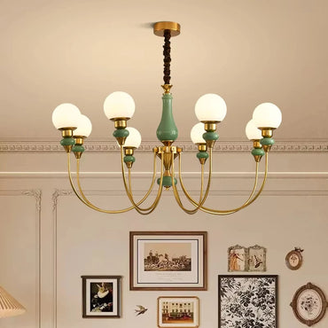 Geneviève Retro Gold Ceramic Chandelier