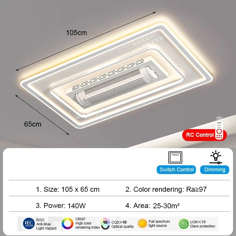 Aurevo Modern Bladeless LED Ceiling Fan Light